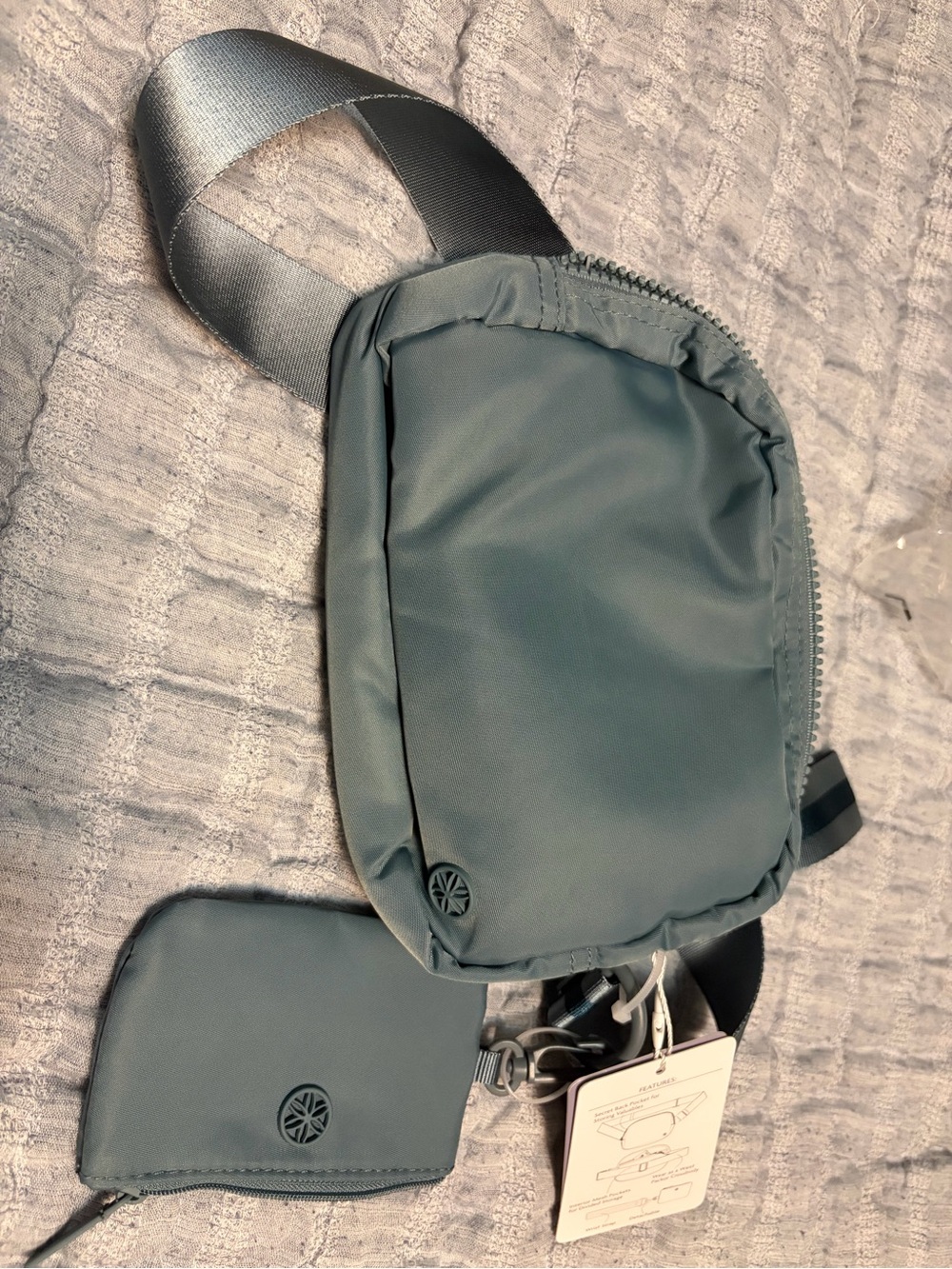 GAIAM Slate Green Crossbody Sling Bag with Accessory Pouch